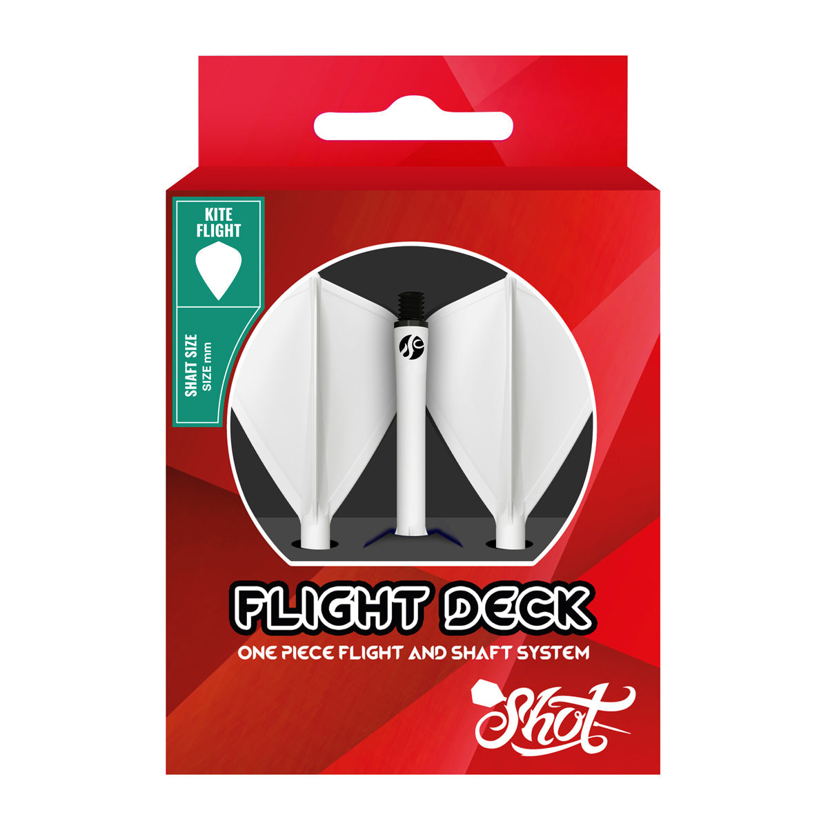 Shot Flight Deck One Piece Dart Flight and Shaft System White Kite