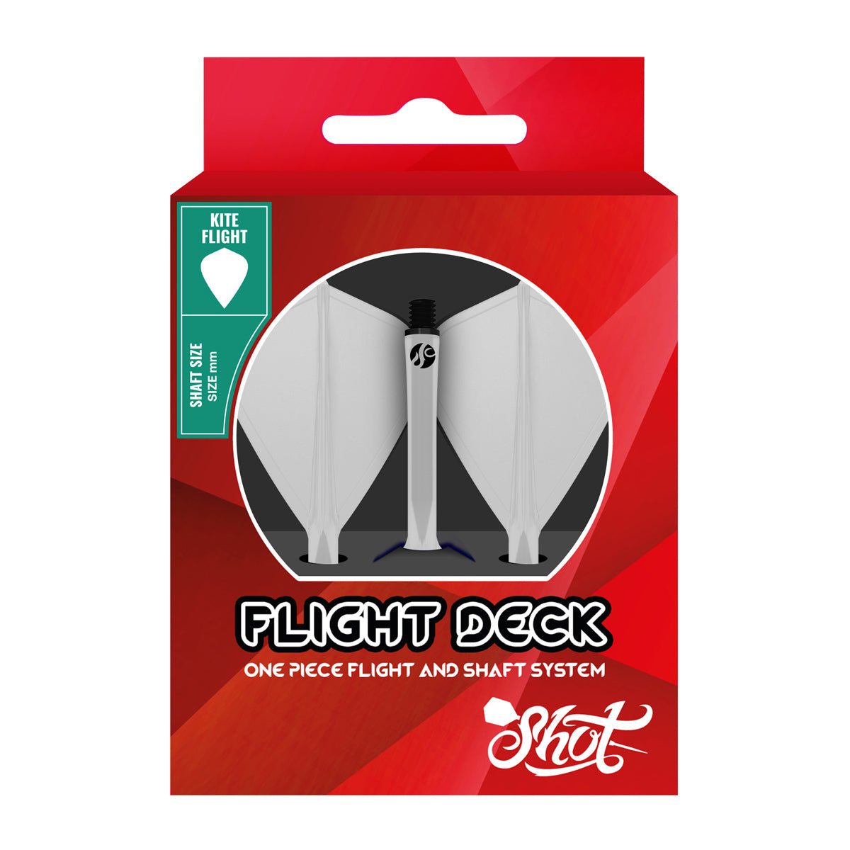 Shot Flight Deck One Piece Dart Flight and Shaft System Clear Kite