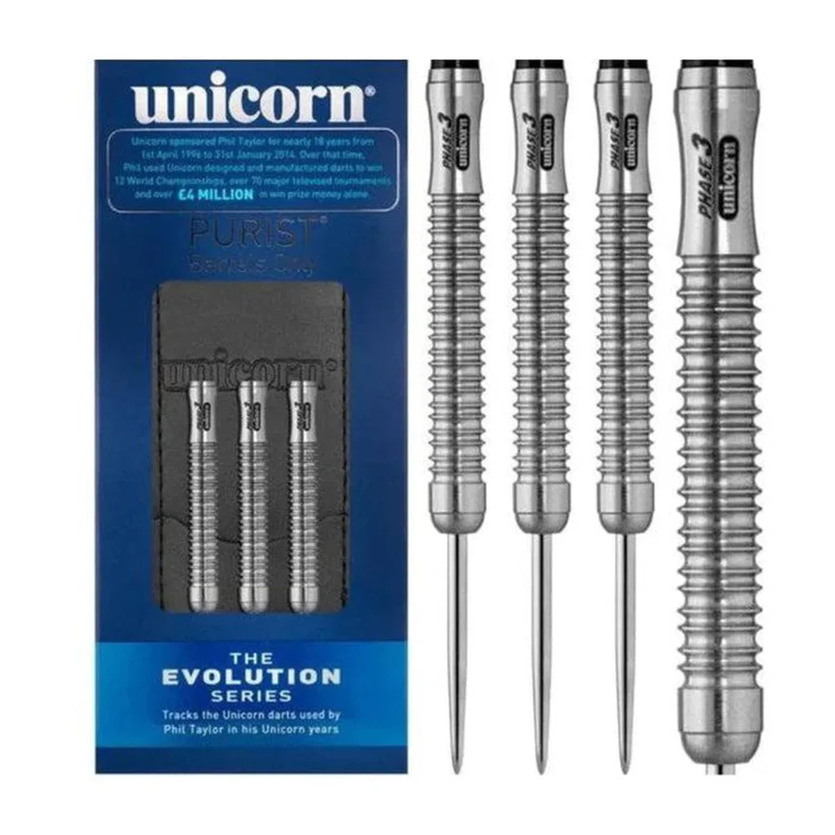 Unicorn Purist Phase 3 Curve Natural 90% Tungsten Steel Tip Darts
