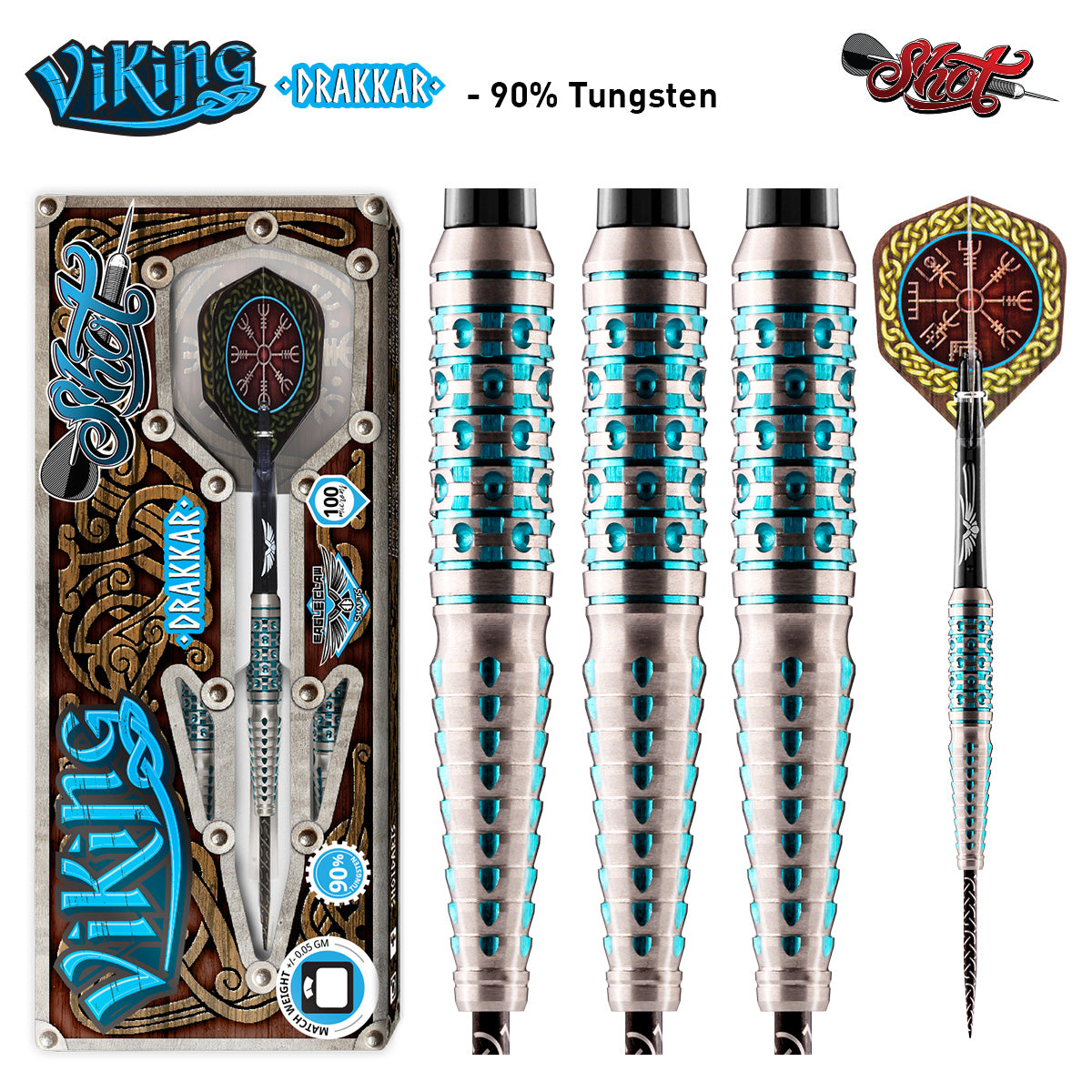 Viking Drakkar 90% Tungsten Steel Tip Darts by Shot