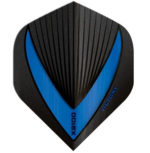 Victory Vista-R Darts Flights, Black with Blue, No 2 Shape, 100 Micron