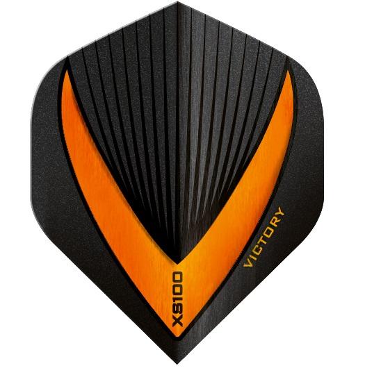 Victory Vista-R Darts Flights, Black with Orange, No 2 Shape, 100 Micron