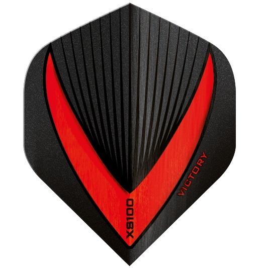 Victory Vista-R Darts Flights, Black with Red, No 2 Shape, 100 Micron
