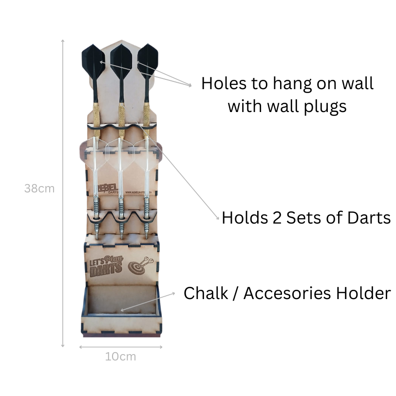 Compact Wooden Dart Holder with Accessories Storage