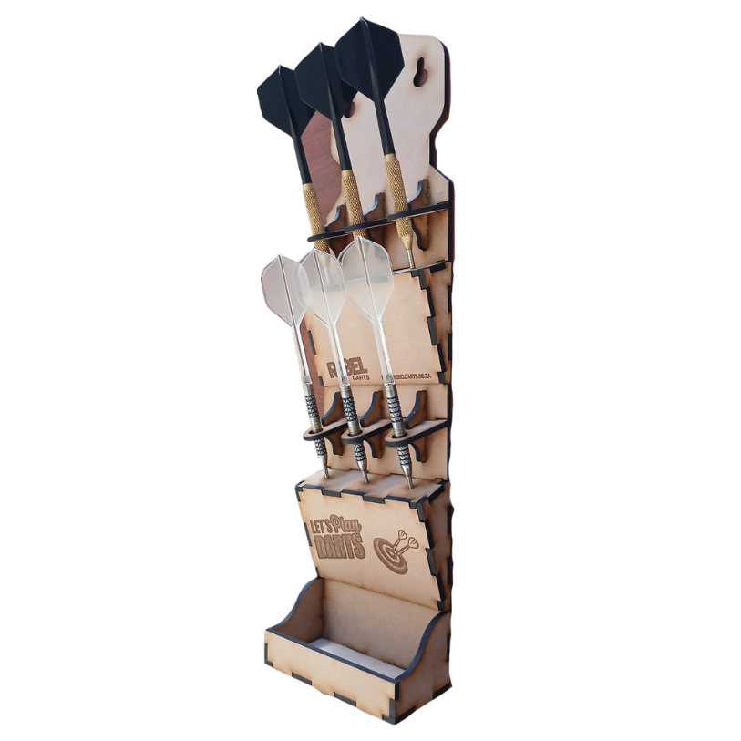 Compact Wooden Dart Holder with Accessories Storage