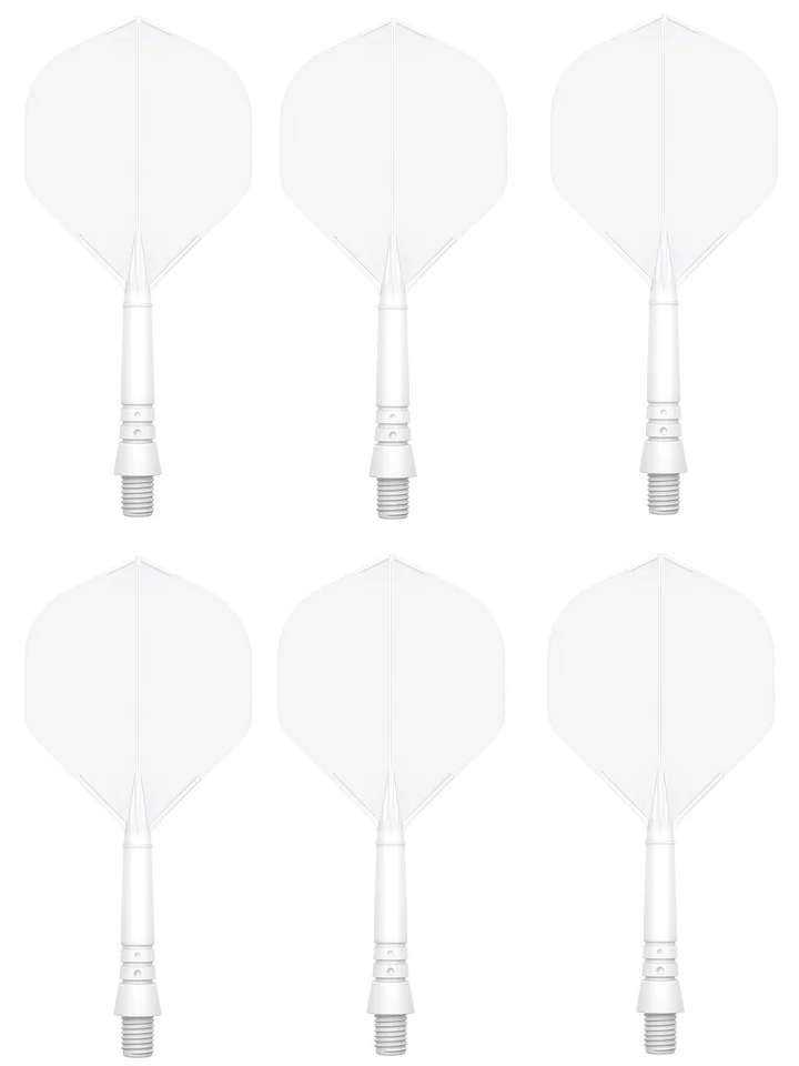 Integrated Flights and Shafts by Rebel Darts, White, 6 Pack