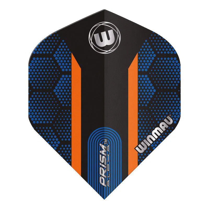 Winmau Prism Alpha Dart Flights, Blue & Orange, No 2 Shape, 100 Micron