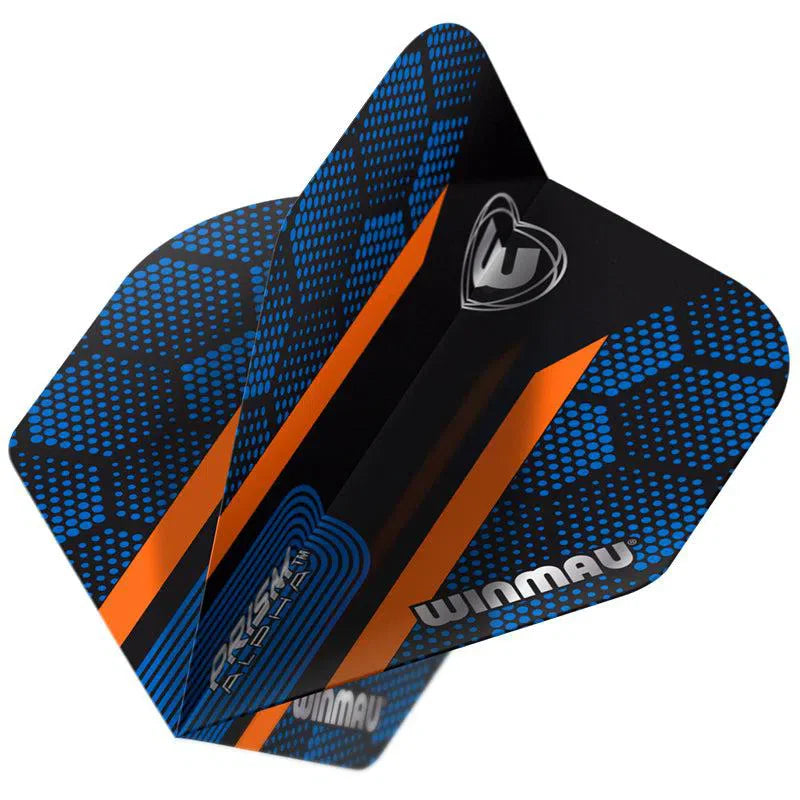 Winmau Prism Alpha Dart Flights, Blue & Orange, No 2 Shape, 100 Micron