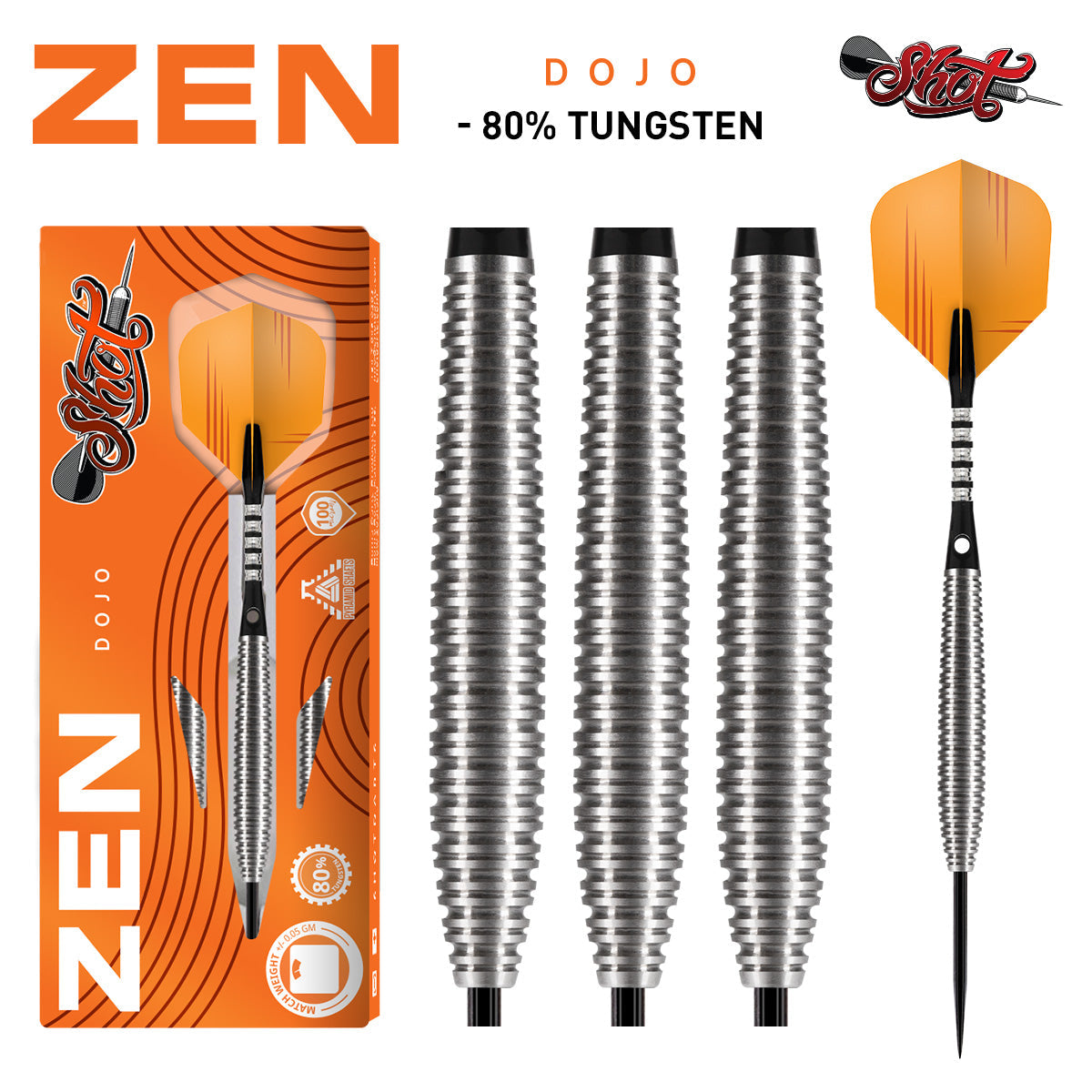 Zen Dojo 80% Tungsten Steel Tip Darts by Shot