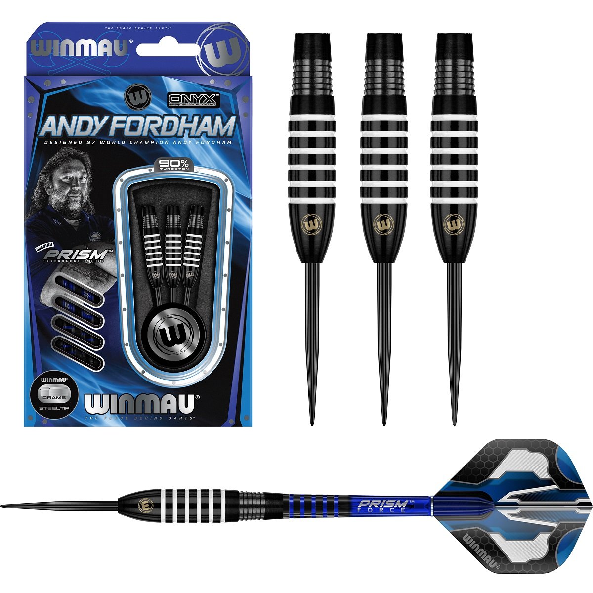 Andy Fordham Black 90% Tungsten Steel Tip Darts by Winmau