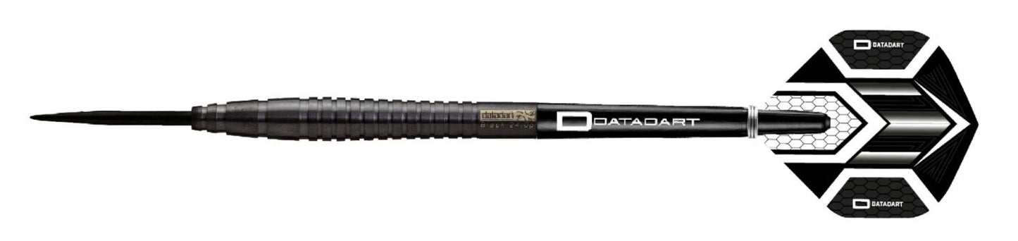 Datadart Black Slim Ringed 24 Gram Steel Tip Darts, 90% Tungsten