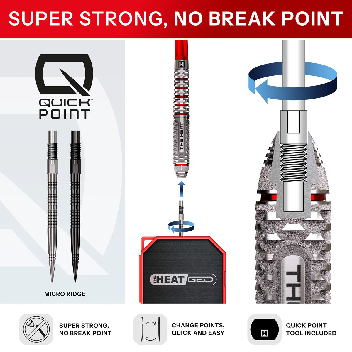 Harrows Damon Heta Geo Quick Point 90% Tungsten Steel Tip Darts