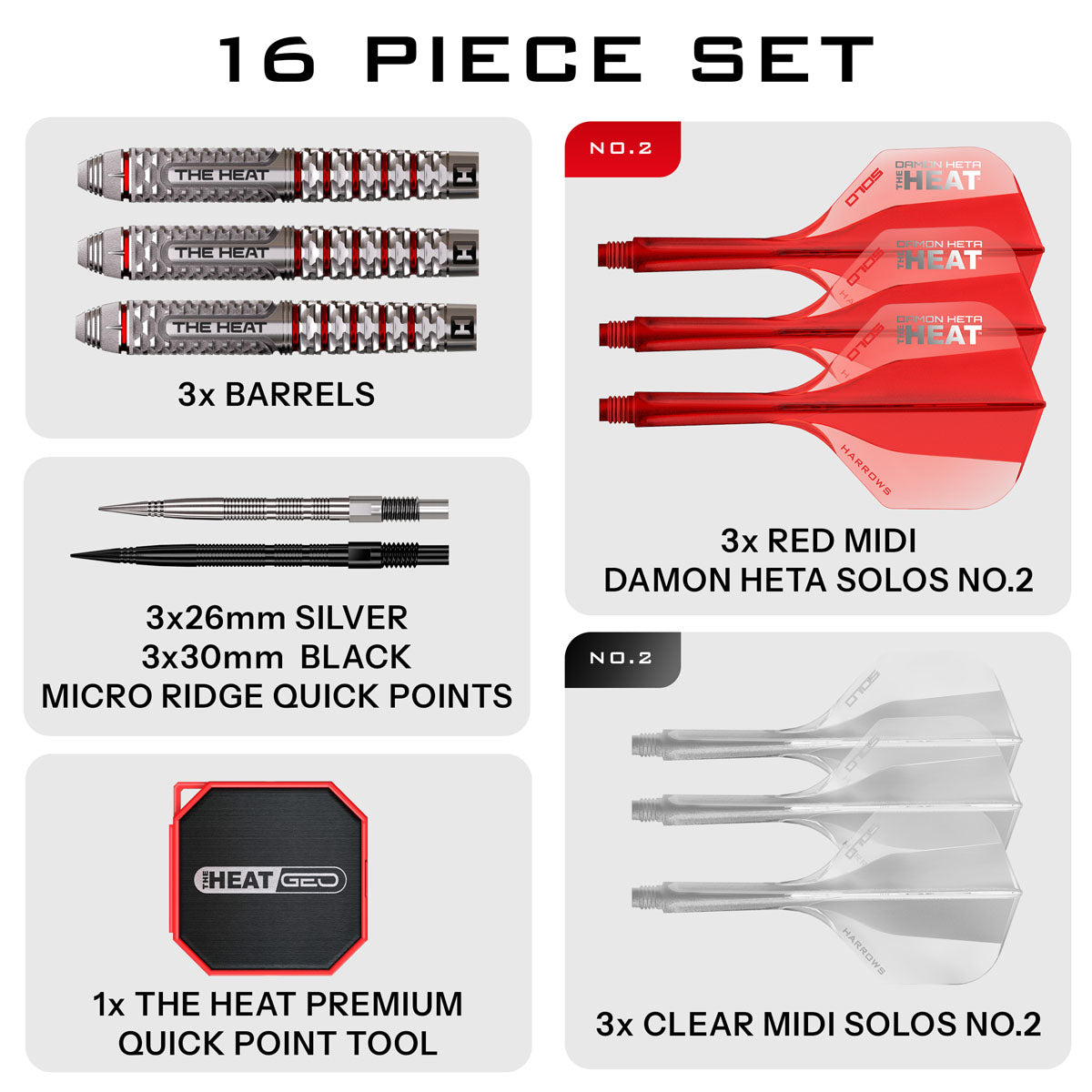 Harrows Damon Heta Geo Quick Point 90% Tungsten Steel Tip Darts