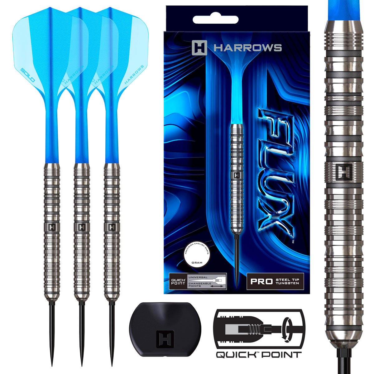 Harrows Flux Quick Point Pro Tungsten Steel Tip Darts