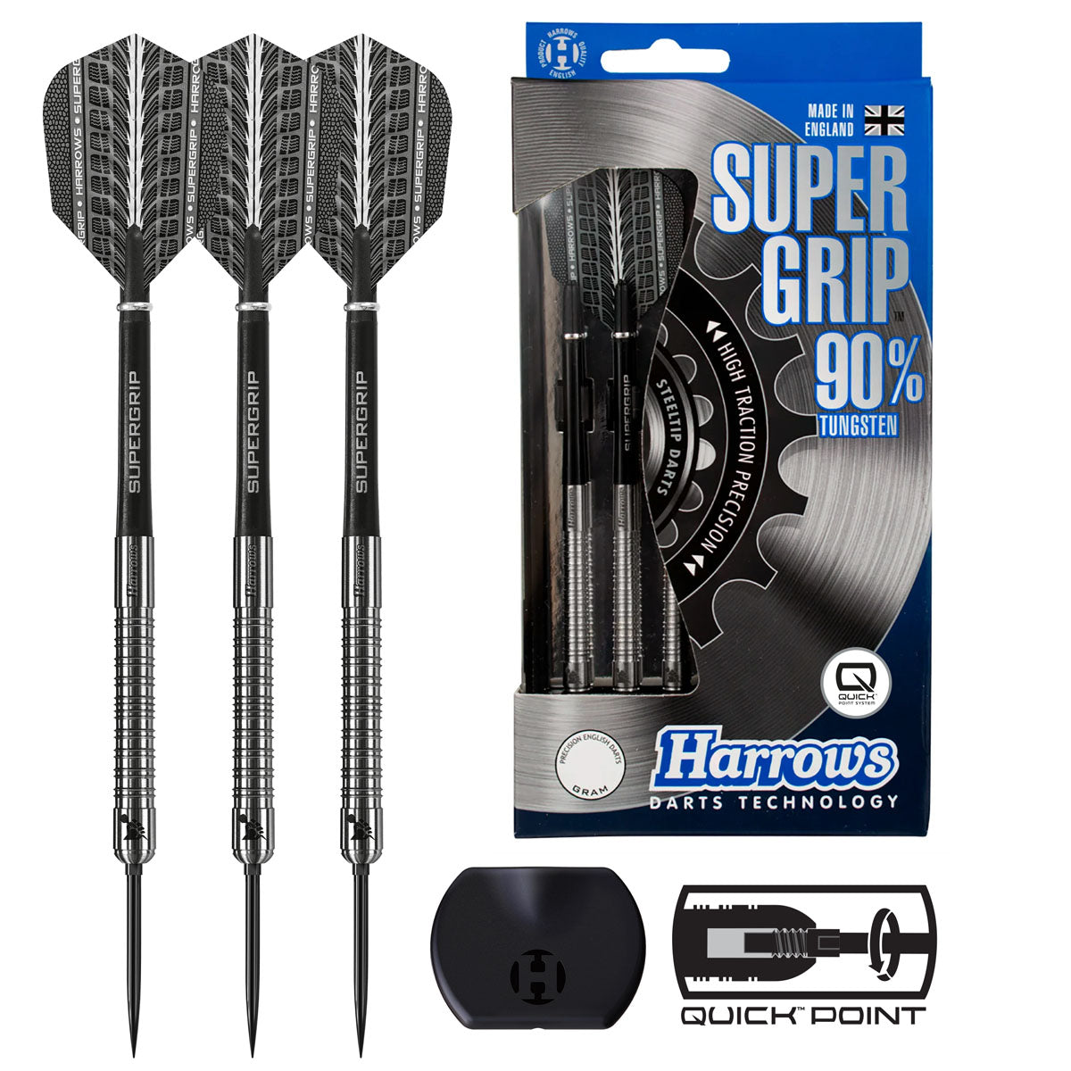 Harrows Supergrip Quick Point 90% Tungsten Steel Tip Darts