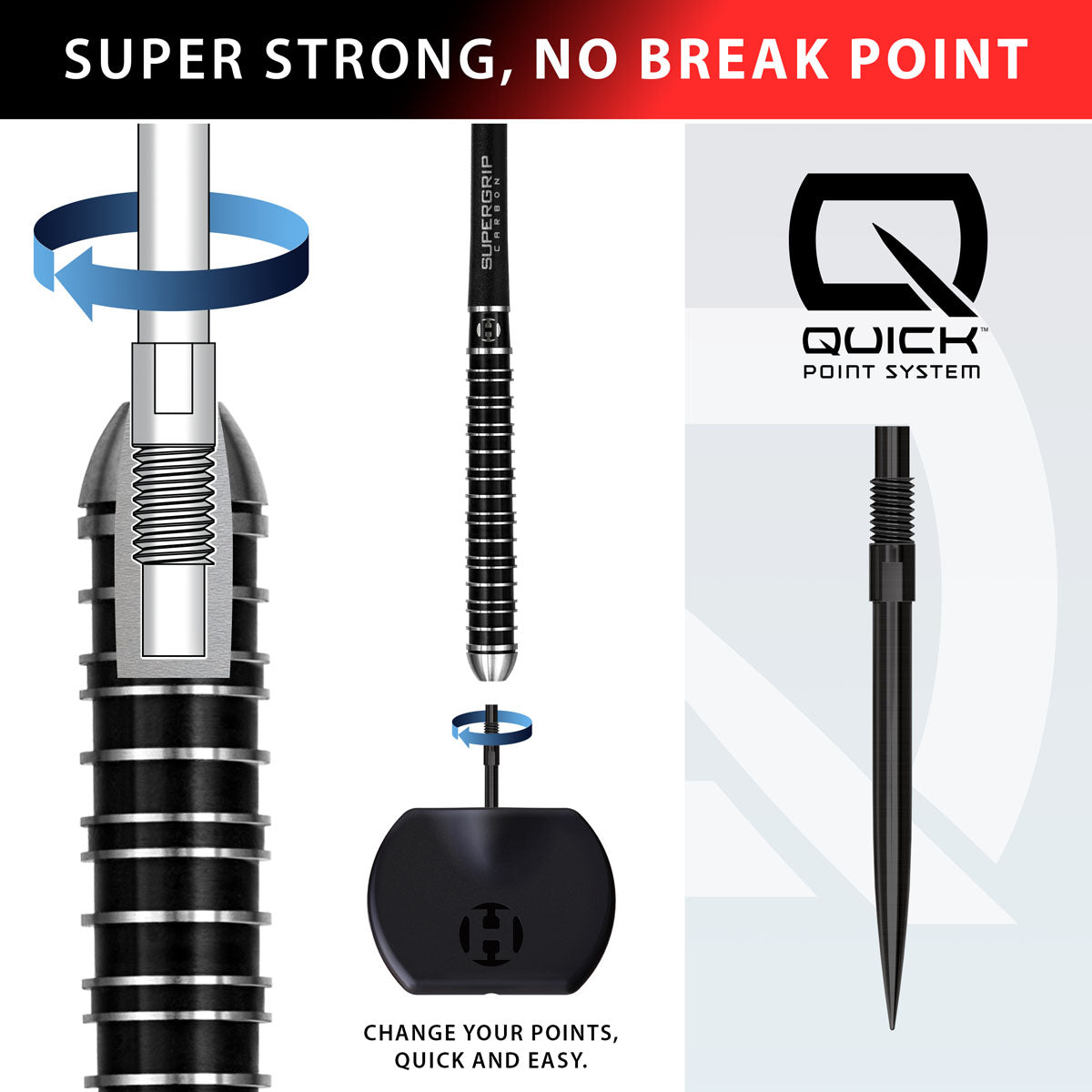 Harrows Supergrip Ultra Quick Point 90% Tungsten Steel Tip Darts