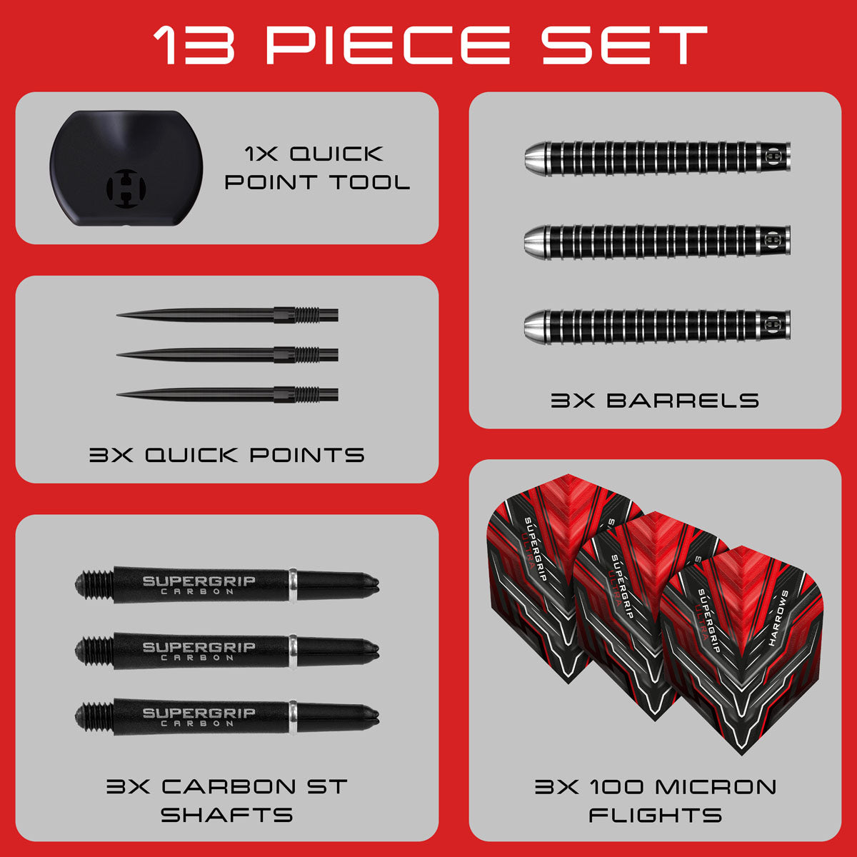 Harrows Supergrip Ultra Quick Point 90% Tungsten Steel Tip Darts