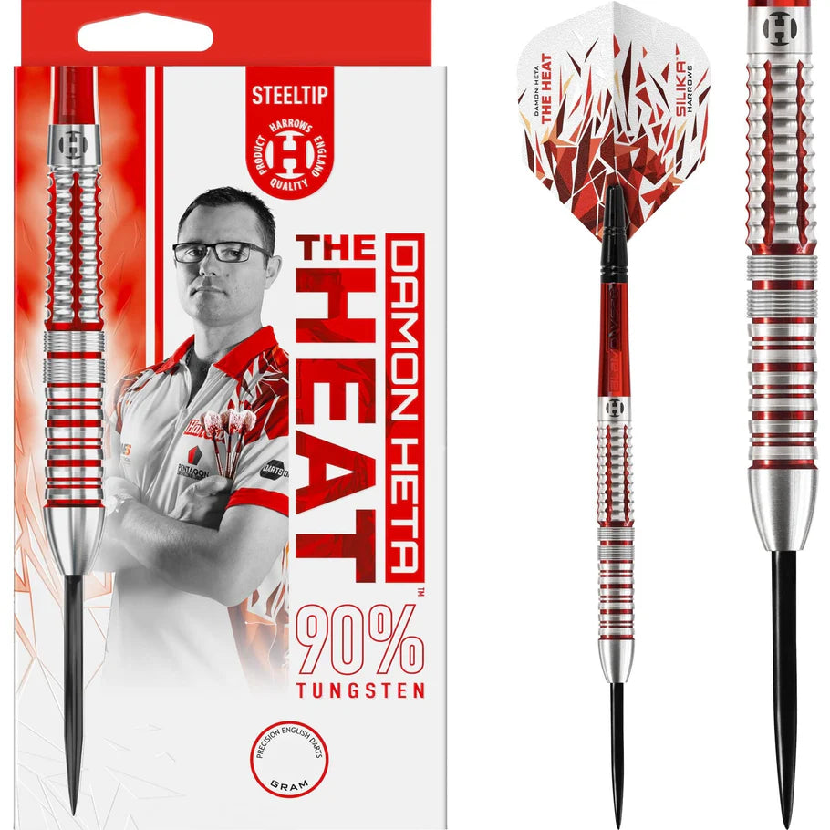 Harrows Damon Heta The Heat V2 Steel Tip Darts, 90% Tungsten