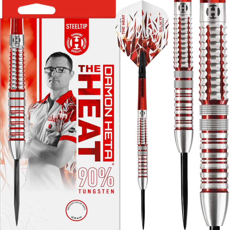 Harrows Damon Heta The Heat V2 Steel Tip Darts, 90% Tungsten