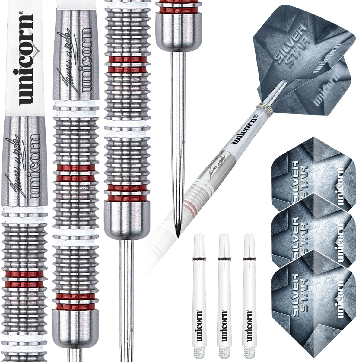 James Wade Silver Star 80% Tungsten Steel Tip Darts by Unicorn