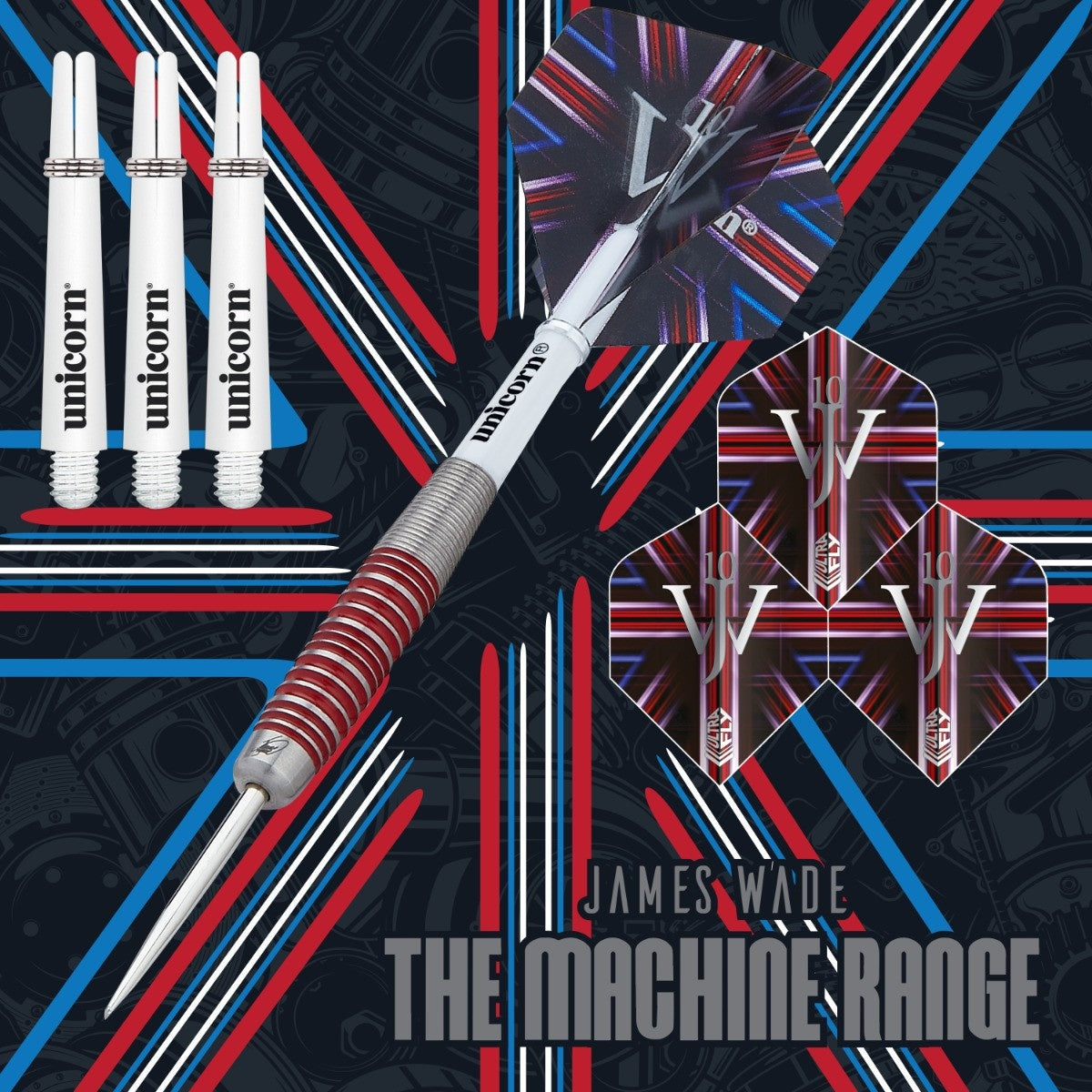 The Machine James Wade 90% Tungsten Steel Tip Darts by Unicorn