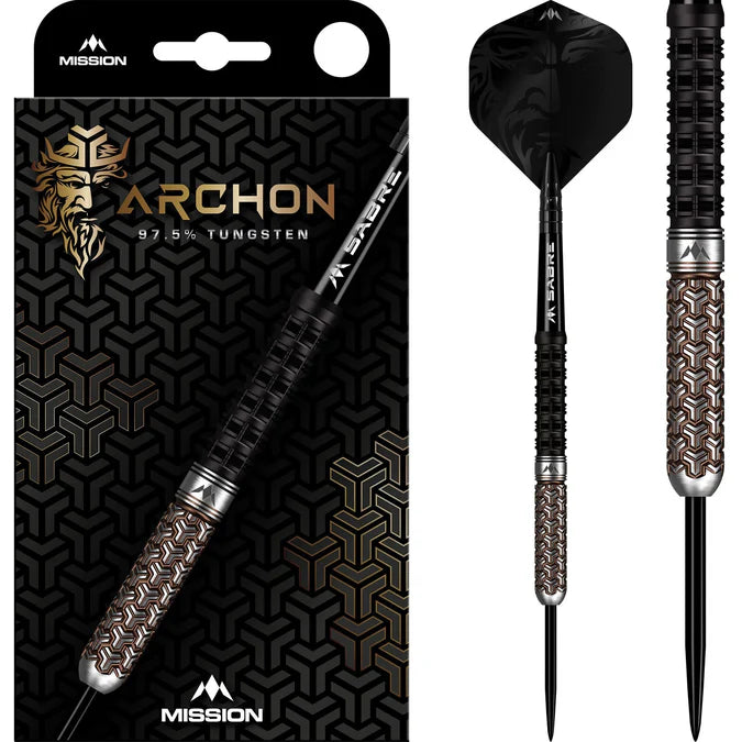 Mission Archon 24 Gram Steel Tip Darts, Black & Bronze PVD, 97.5% Tungsten