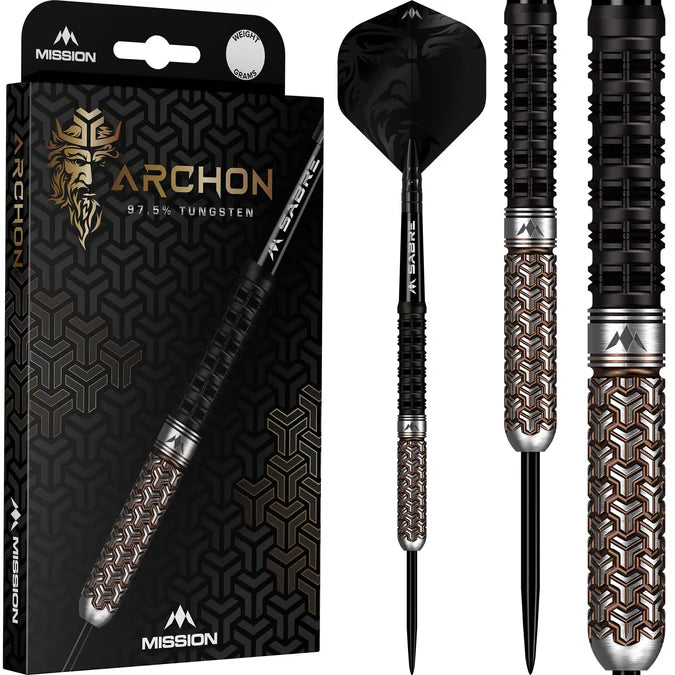 Mission Archon 24 Gram Steel Tip Darts, Black & Bronze PVD, 97.5% Tungsten