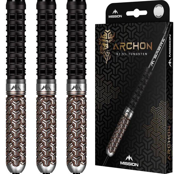 Mission Archon 24 Gram Steel Tip Darts, Black & Bronze PVD, 97.5% Tungsten