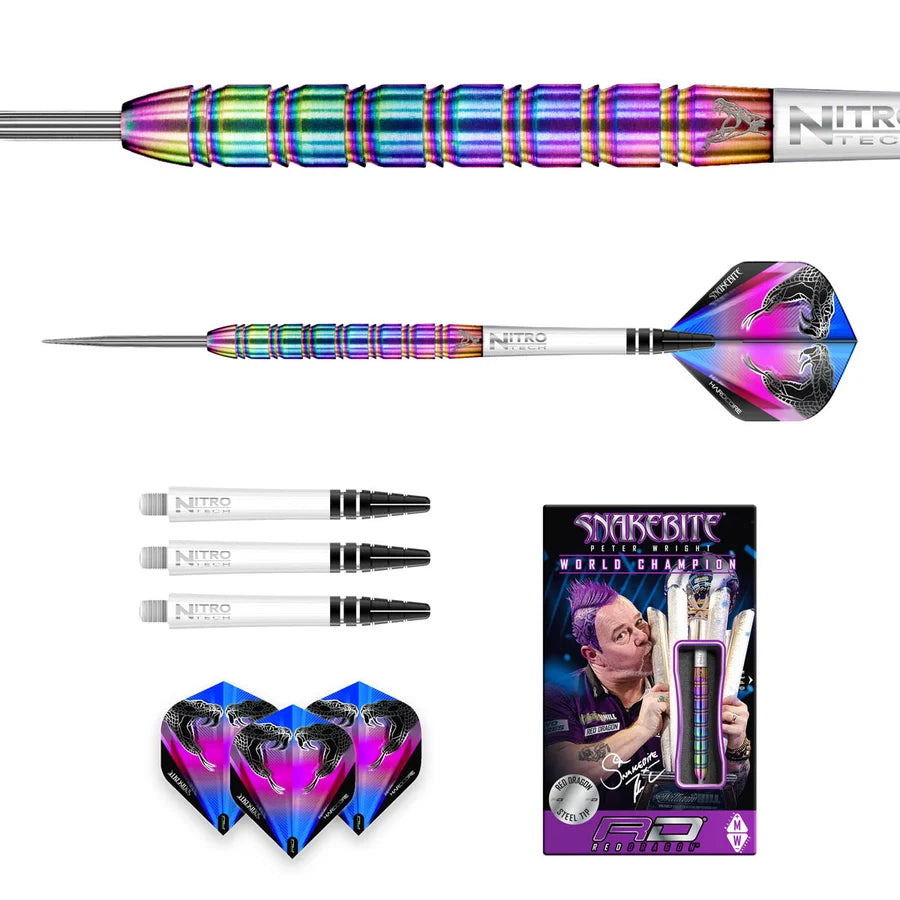 Peter Wright Snakebite 1 90% Tungsten Steel Tip Darts by Red Dragon 21 Gram
