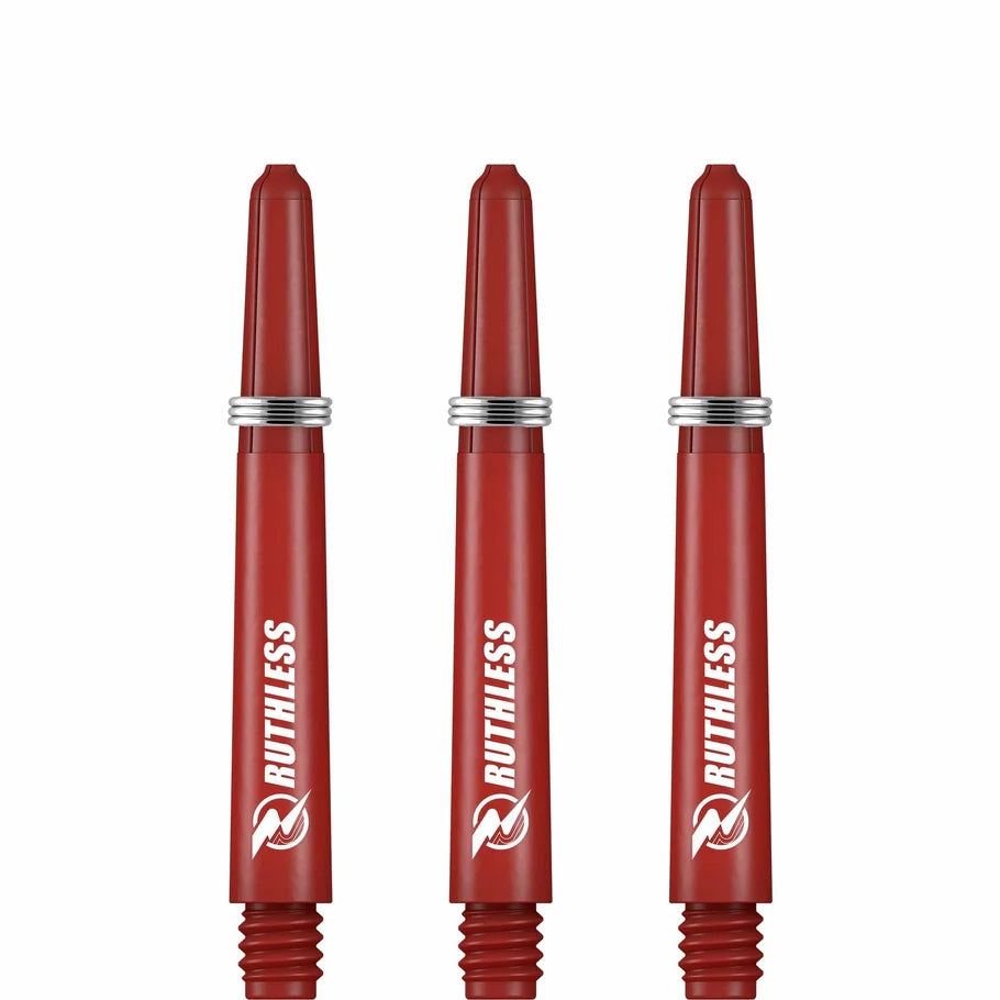 Ruthless Deflectagrip Nylon Dart Shafts, Red, Intermediate Length