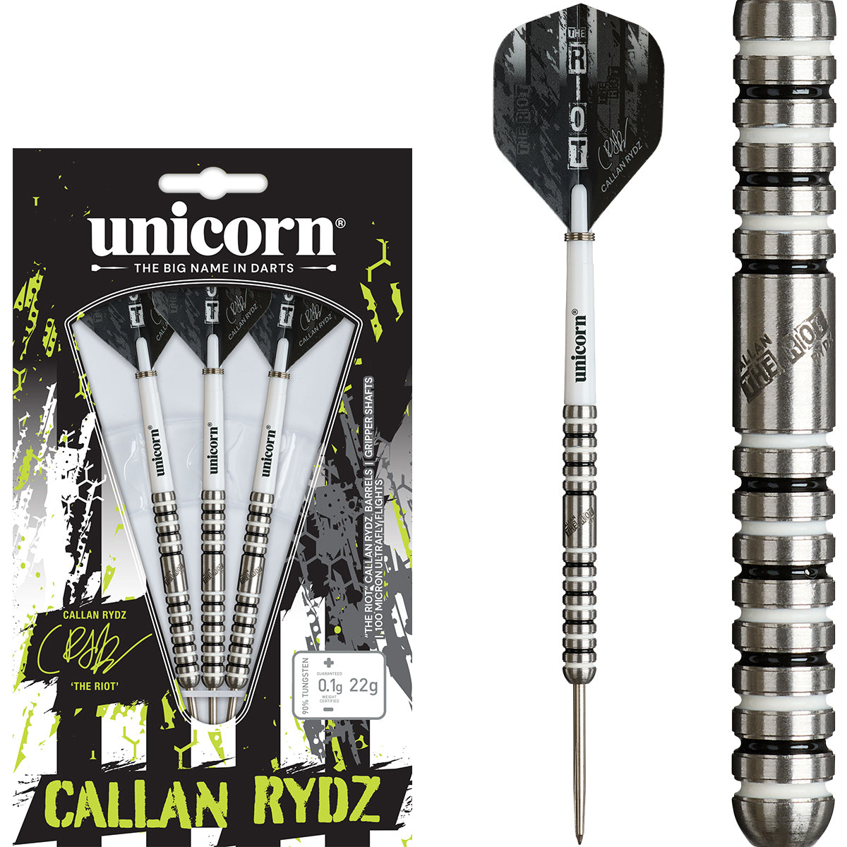 Unicorn Callan Rydz The Riot Phase 2 90% Tungsten Steel Tip Darts