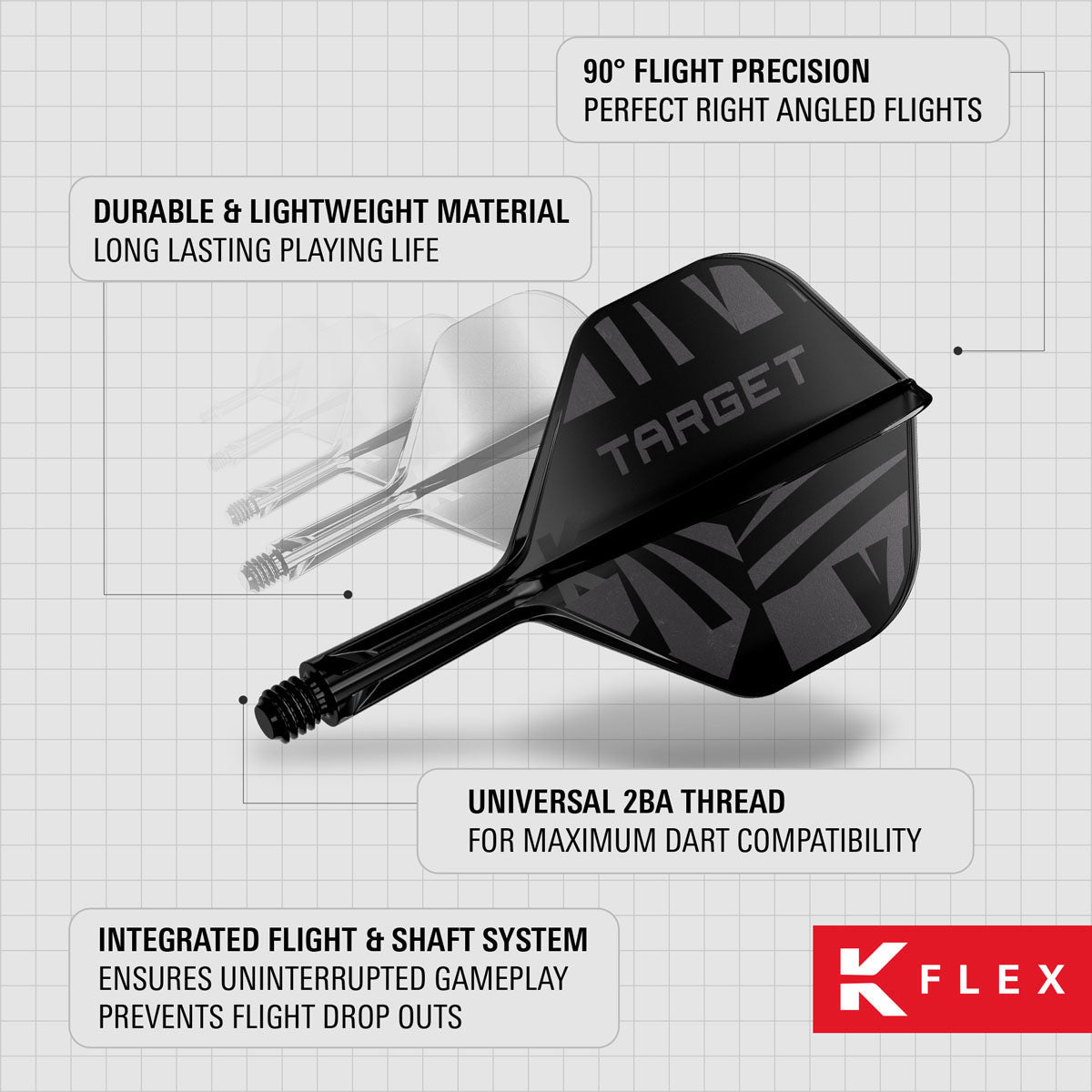 Target Printed Black K-Flex Integrated Flights & Shafts No2