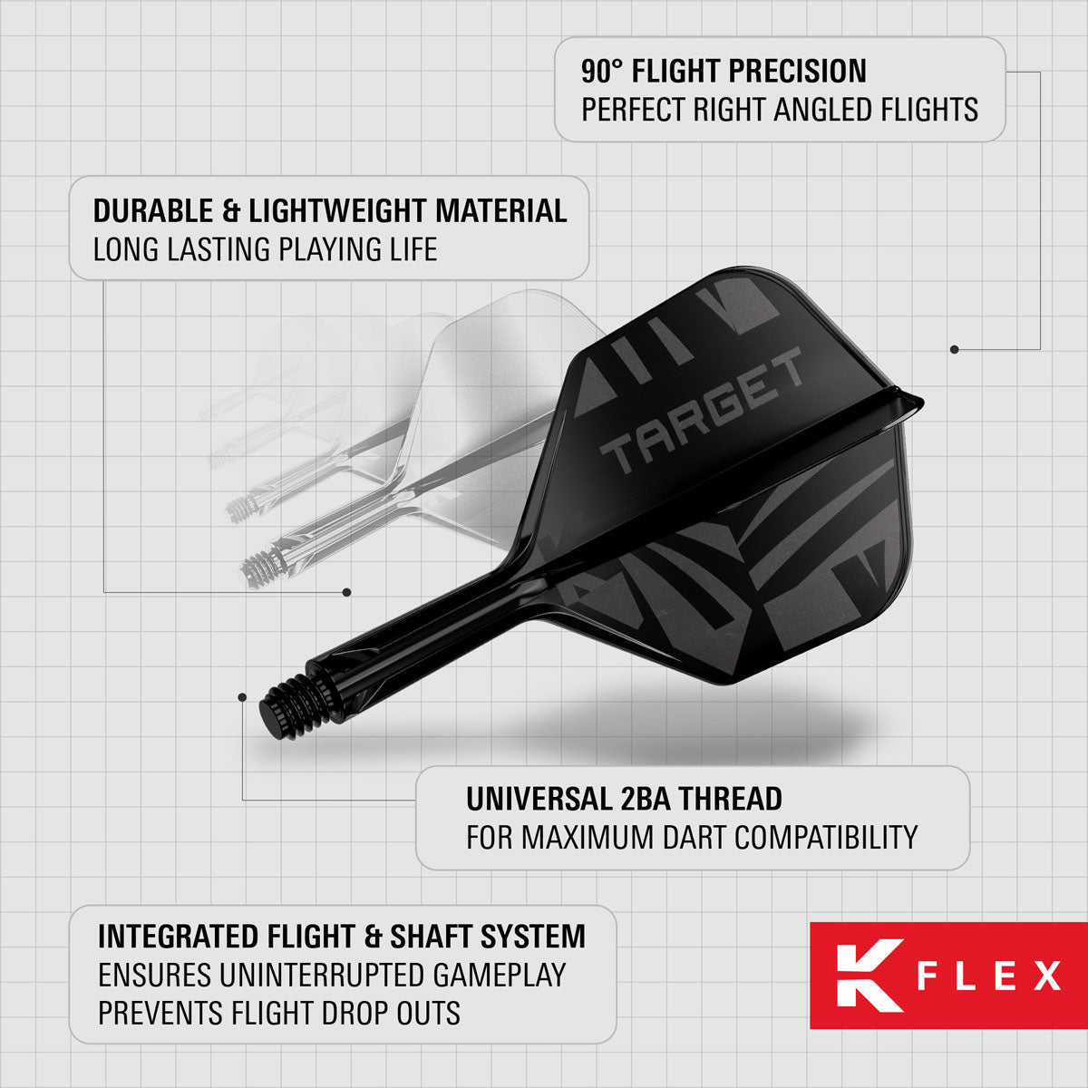 Target Printed Black K-Flex Integrated Flights & Shafts No6