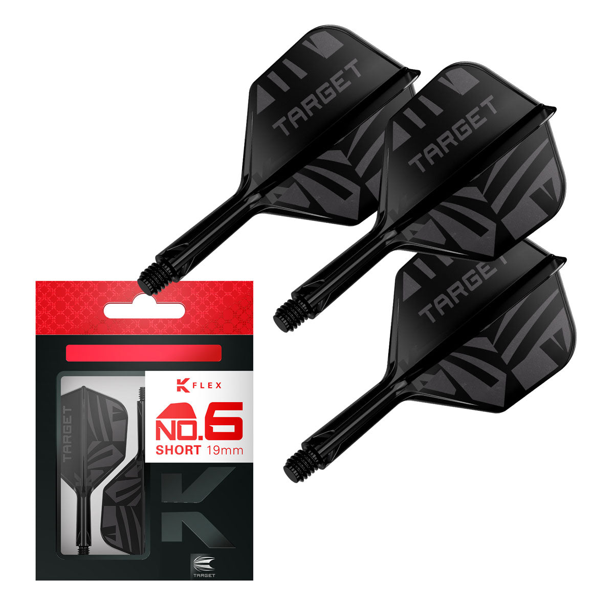 Target Printed Black K-Flex Integrated Flights & Shafts No6