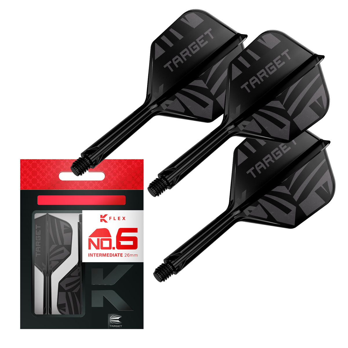 Target Printed Black K-Flex Integrated Flights & Shafts No6