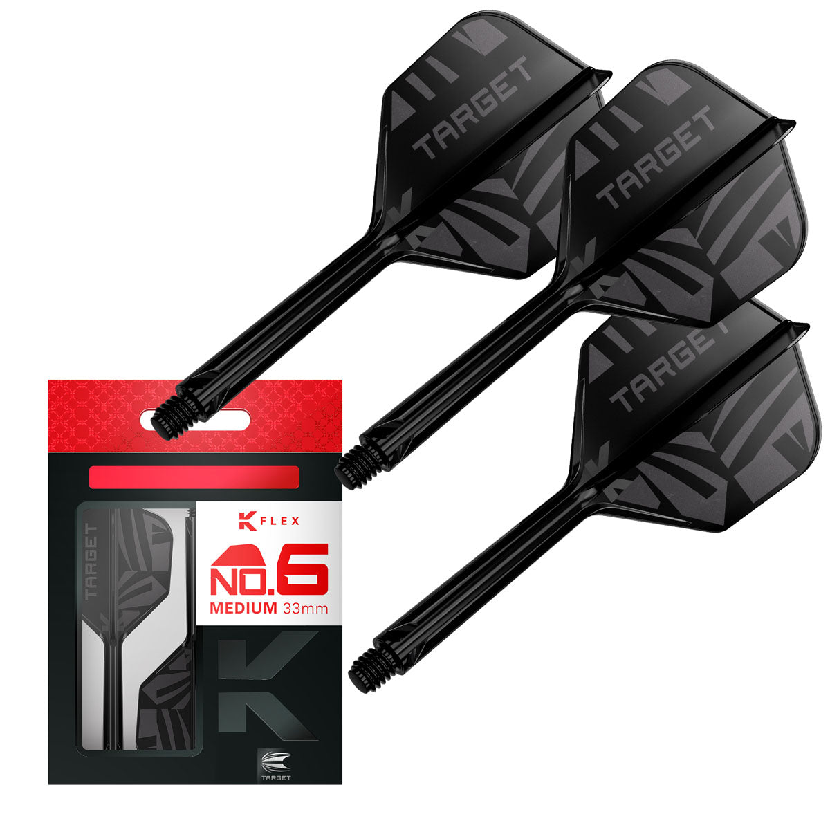 Target Printed Black K-Flex Integrated Flights & Shafts No6