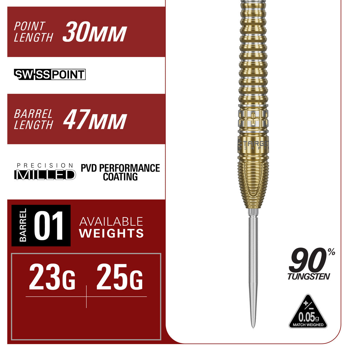 Target Japan Harith Lim Hot Shot G3 90% Tungsten Swiss Point Steel Tip Darts