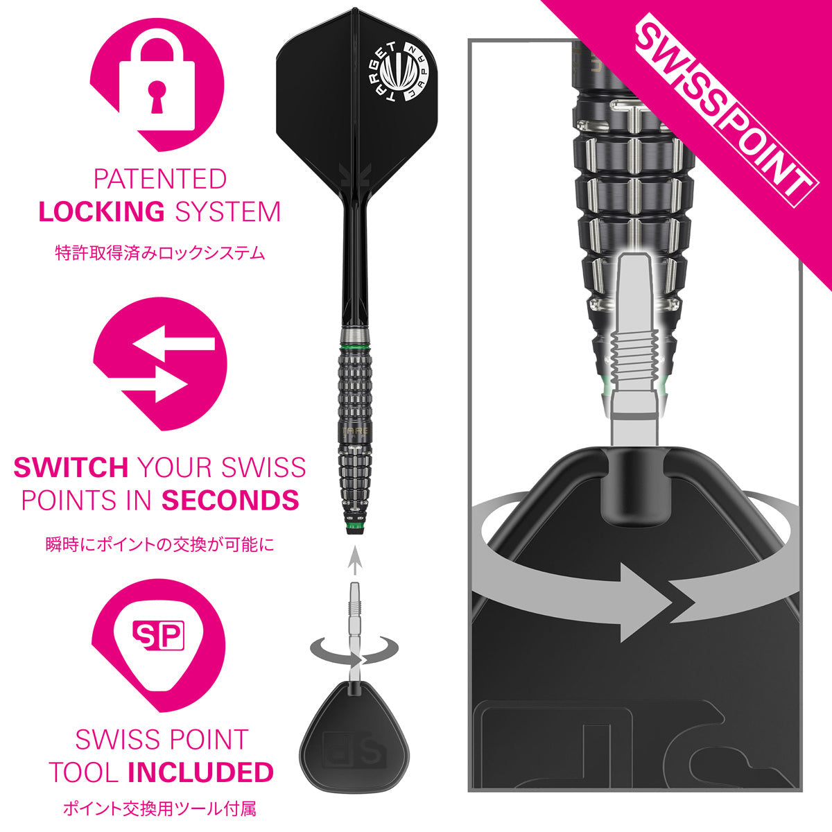 Prime Series Scream G1 90% Tungsten SP Steel Tip Darts by Target Japan