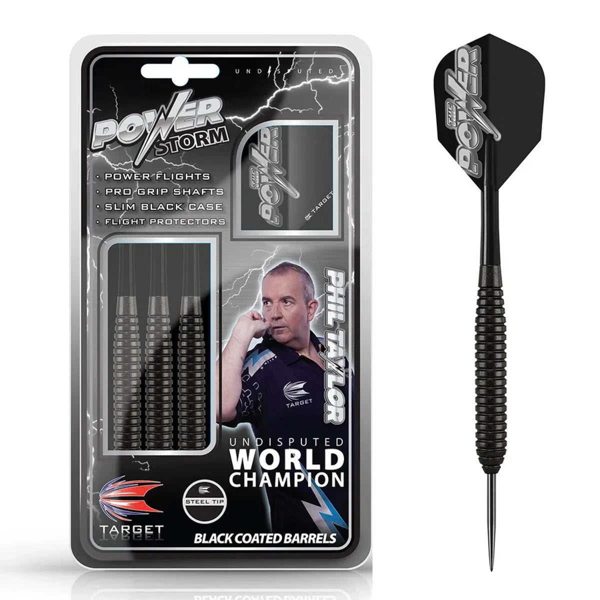 Phil Taylor Power Storm Ringed Steel Tip Darts by Target