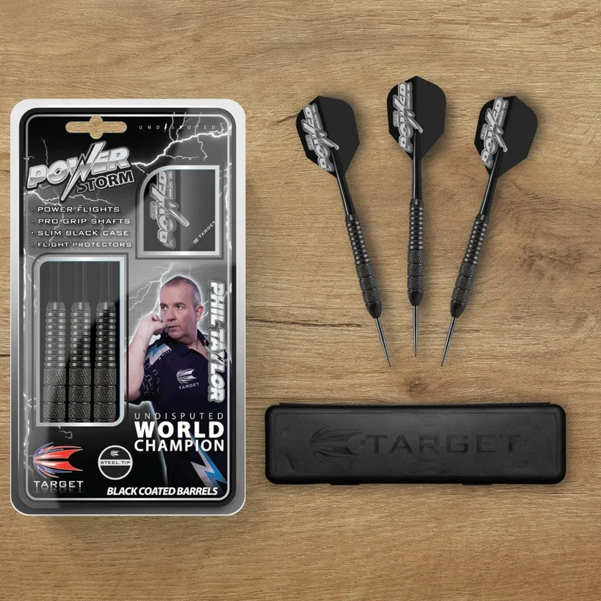 Phil Taylor Power Storm Ringed Steel Tip Darts by Target