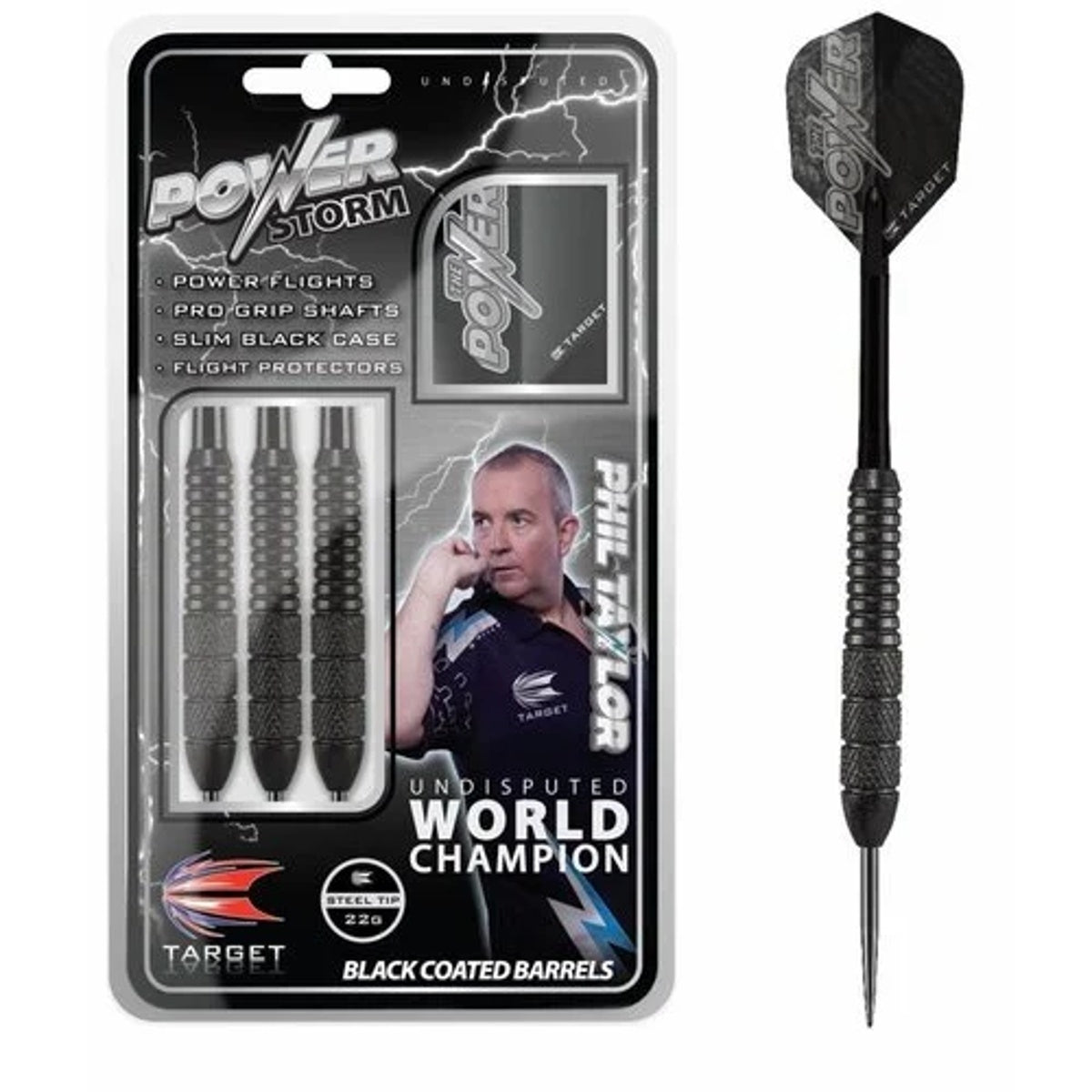 Phil Taylor Power Storm Knurled Steel Tip Darts by Target