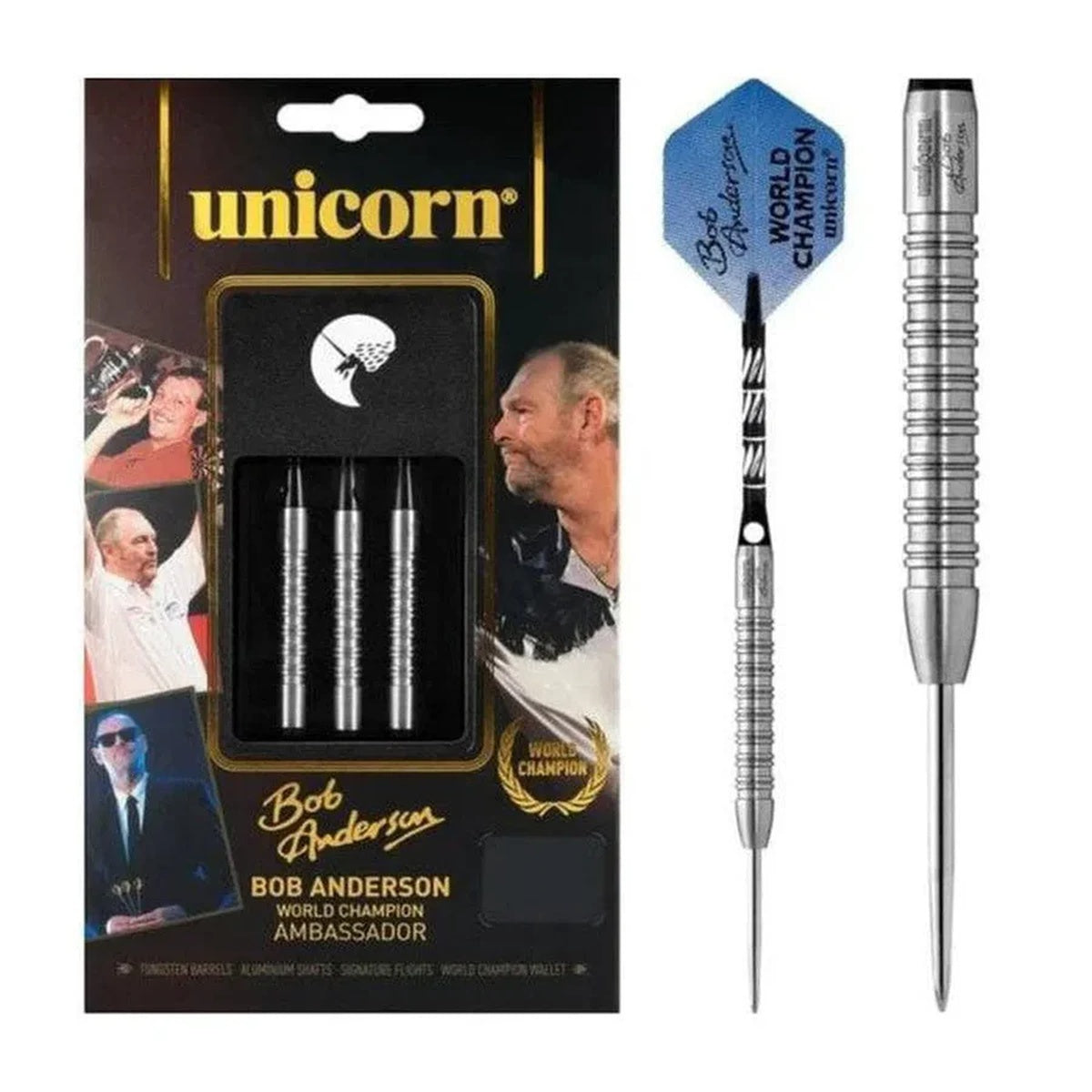 Bob Anderson World Champion Ambassador Tungsten Steel Tip Darts by Unicorn
