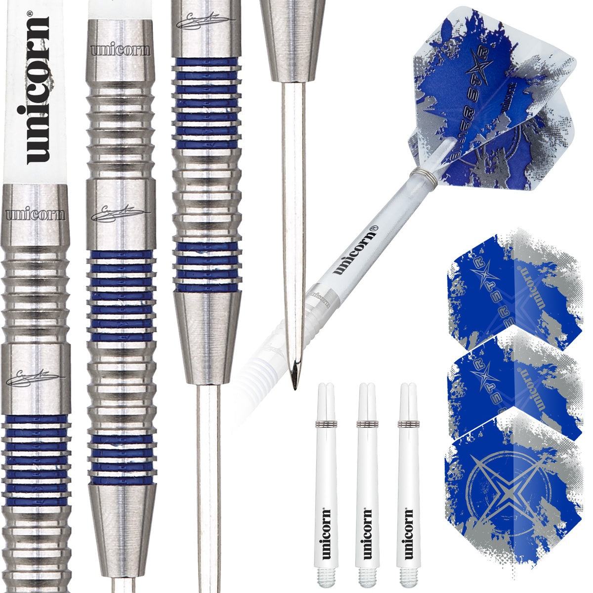 Gary Anderson Silver Star Style 2 80% Tungsten Steel Tip Darts by Unicorn