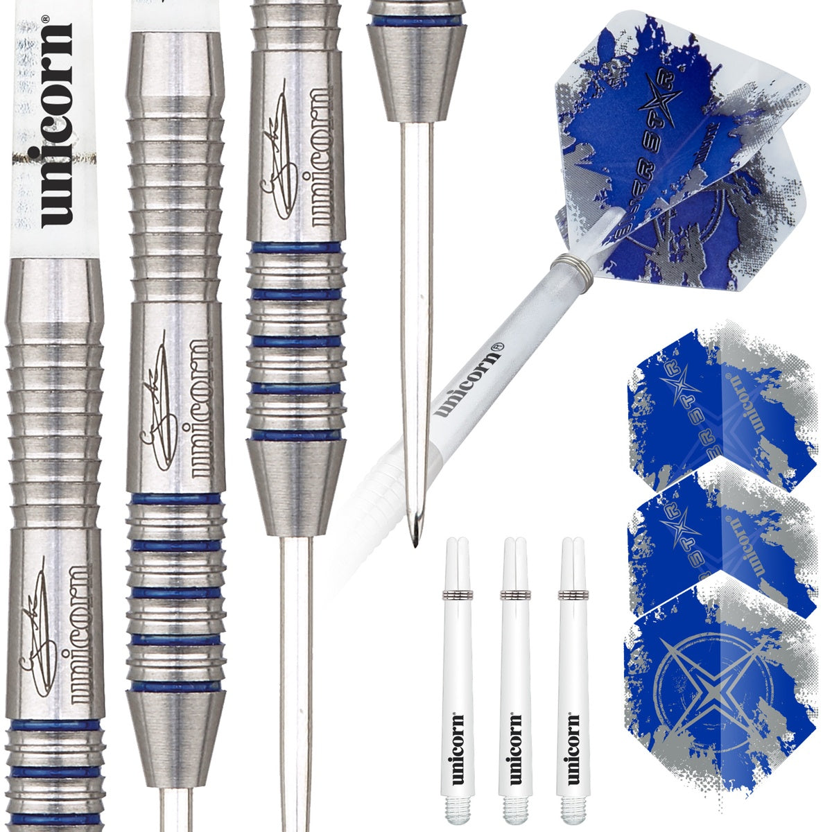 Gary Anderson Silver Star Style 3 80% Tungsten Steel Tip Darts by Unicorn
