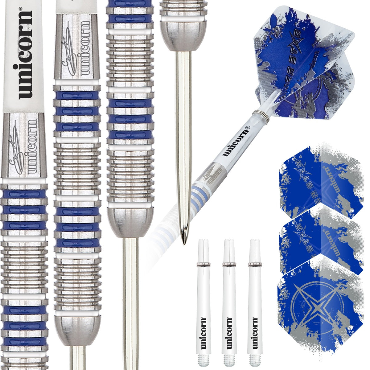 Gary Anderson Silver Star Style 4 80% Tungsten Steel Tip Darts by Unicorn