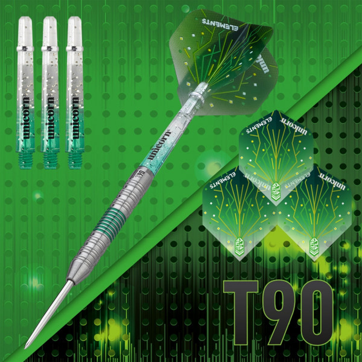 Unicorn T90 Type 2 Core XL Green 90% Tungsten Steel Tip Darts