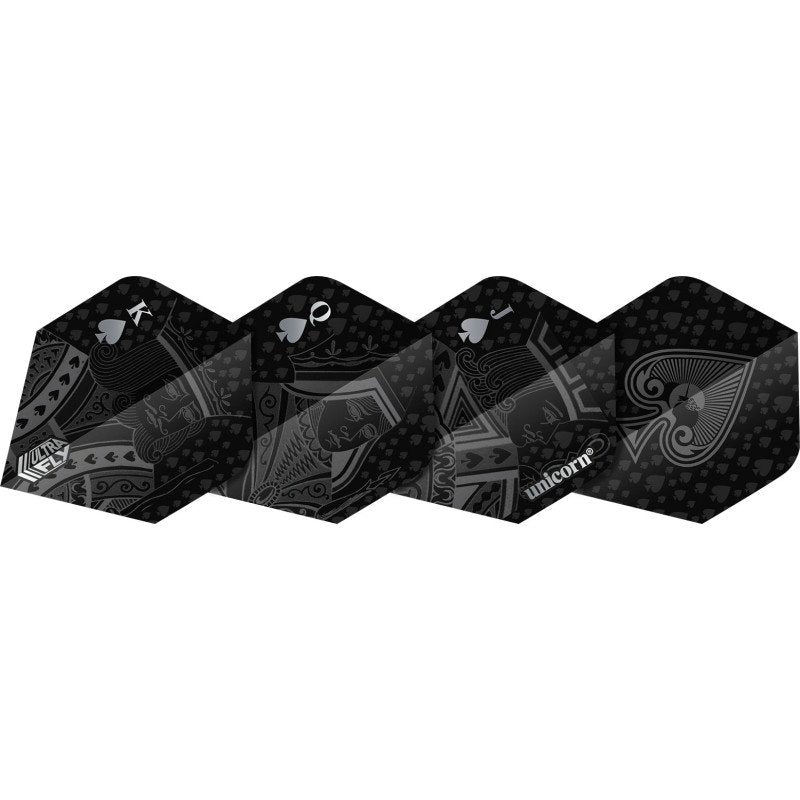 Unicorn Ultra Fly Dart Flights, Royal Flush Black, No2 Shape, 100 Micron