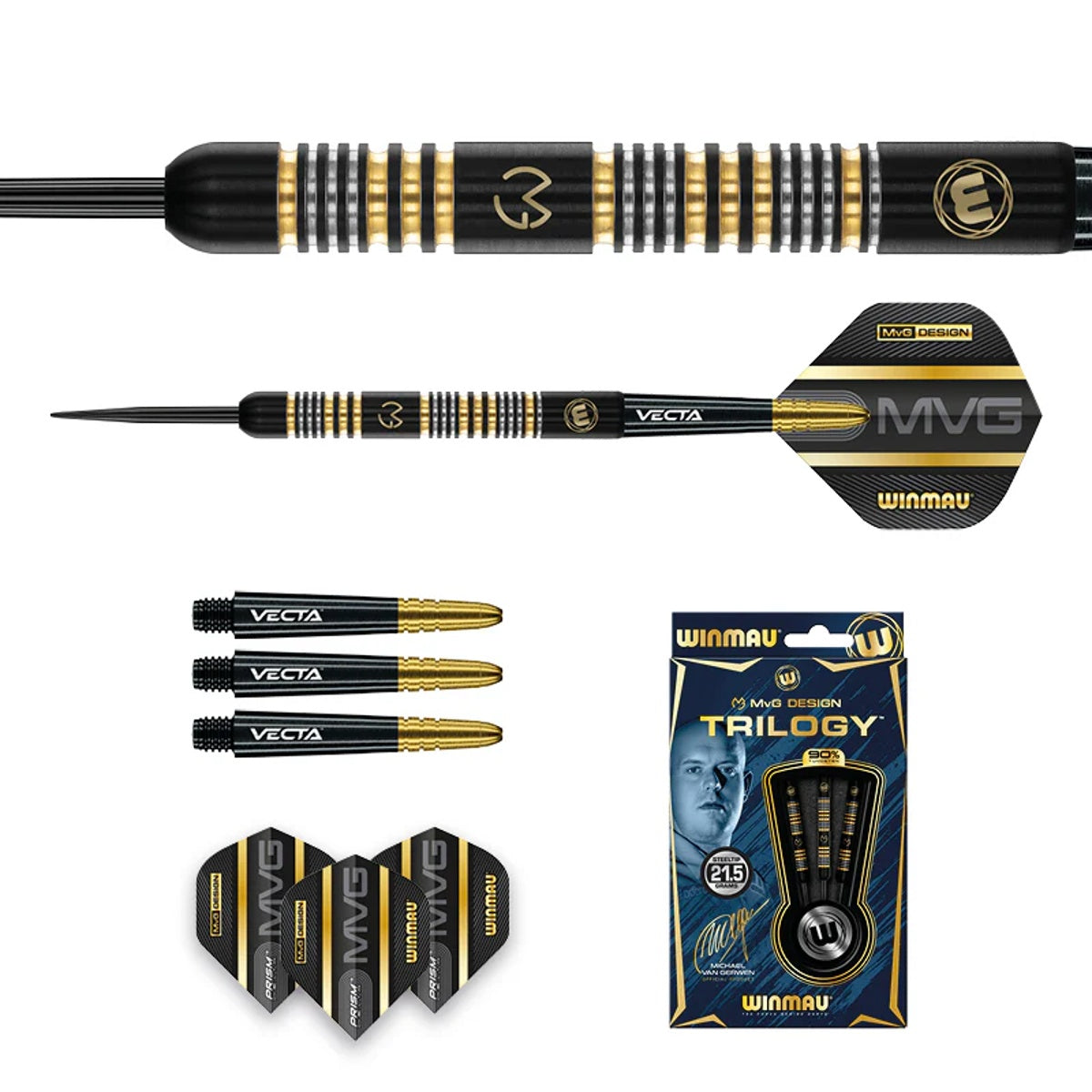 MVG Trilogy 90% Tungsten Steel Tip Darts by Winmau