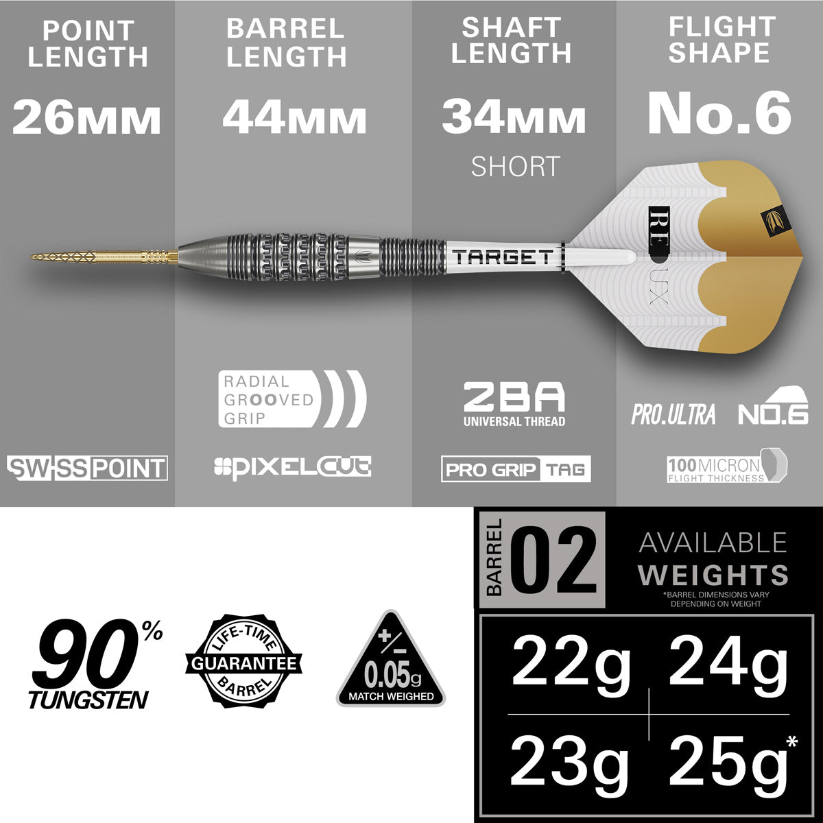 Target Redux 02 90% Tungsten SP Steel Tip Darts