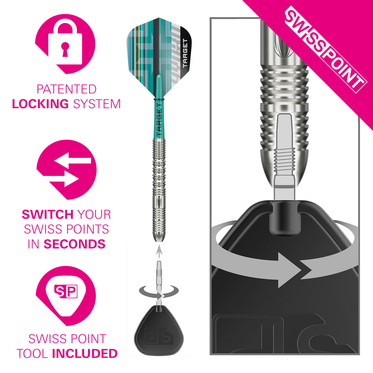 Target Hydro 01 90% Tungsten SP Steel Tip Darts
